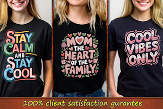 custom typography t shirt designs for girls and women
