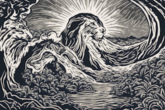 create awesome linocut illustration or linocut imitation