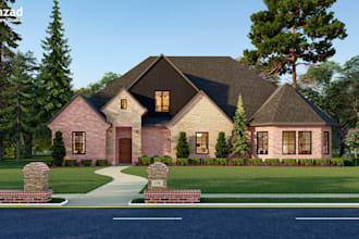 visualize 3d architecture exterior render front elevation facade design of house