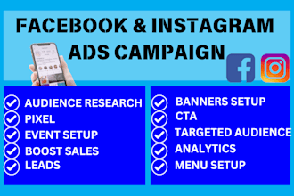 setup and manage facebook ads marketing campaign meta instagram ads promotions