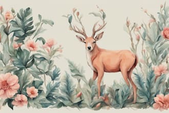 make animal or botanical unique illustration art