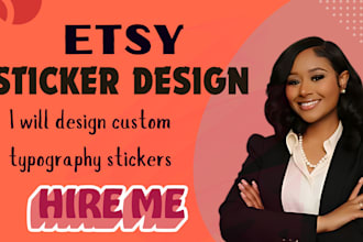 create typography sticker design etsy stickers