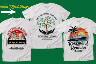 do ai redesign, event, family reunion, vacation and cruise t shirt design