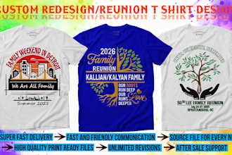 make ai redesign, event, family reunion, vacation, cruise logo or t shirt design