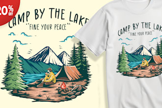 create custom hand drawn vintage tshirt design, and illustration vintage design