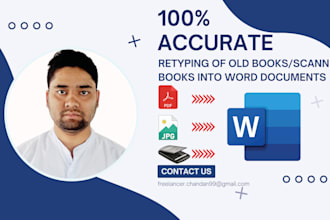 do fast typewriter copies from PDF, image to word, retype scanned document