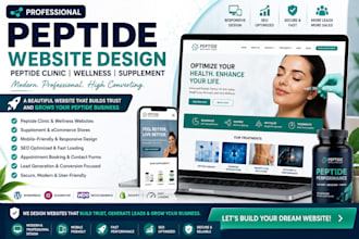 design peptide website, peptide clinic website, wellness and supplement website