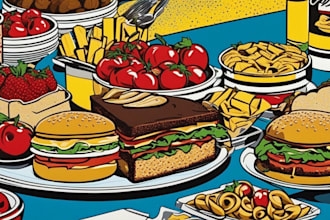 draw food in retro pop art roy lichtenstein style