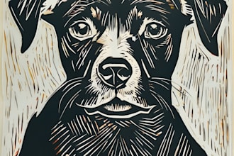 create a portrait of your pet with linocut