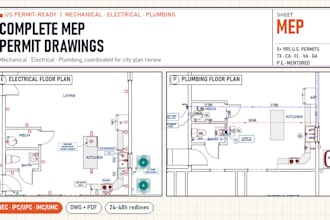do mep permit drawings, hvac, plumbing, and nec electrical plans