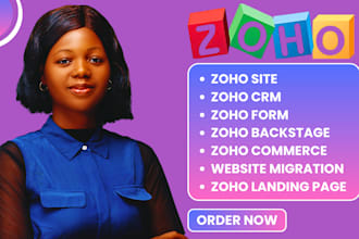 zoho sites, zoho commerce, zoho landing page, zoho backstage