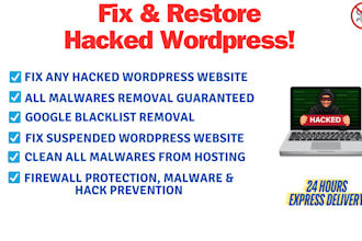clean your hacked wordpress site, malware removal, google blacklist fix