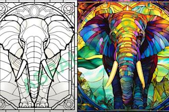 draw amazing line art or colored art for stained glass art anime glass art