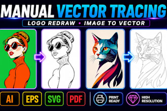 vector trace, redraw logo, and convert image to ai eps svg