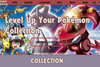design pokemon shopify store trading card store anime store game card website