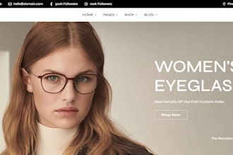build eye glasses shopify store designer eyeglasses prescription glasses website