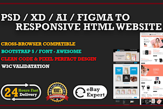 convert PSD to HTML responsive website