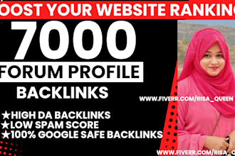 create 7000 social networks and forum profile SEO backlinks