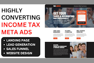 generate income tax leads income tax meta ads income tax landing page website