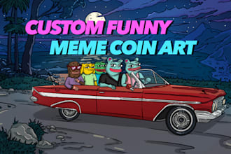 draw custom crypto meme coin art with background