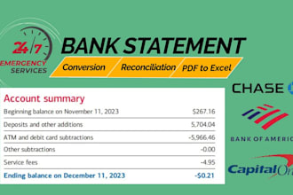 reconcile bank statement PDF to editable format, CSV, google sheets