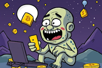do crypto meme animation, meme coin art, meme art illustration, crypto website