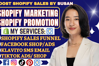 do shopify marketing sales funnel, klaviyo SMS tiktok ads facebook shops shopify
