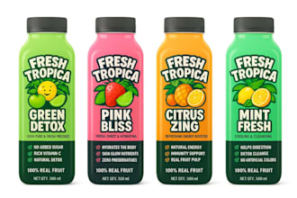 design unique label for water bottles, juices, energy drinks