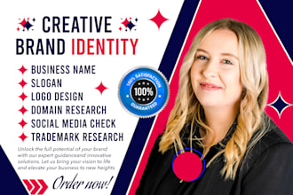 brainstorm catchy business name, slogan and design a brand logo and websi