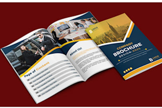 design company profile, brochure design, business proposal, and annual report