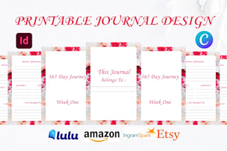design custom printable journal, canva journal, editable tracker, checklist KDP