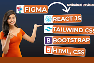 be your reactjs developer, convert figma to react responsive website