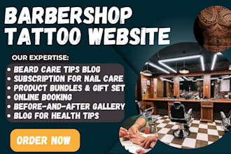 design barbershop gutenberg tattoo wellness center nail salon beard oil website