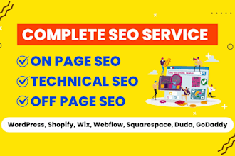 complete onpage SEO for wordpress, shopify wix webflow squarespace duda godaddy