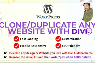 clone any wordpress website or design development with divi