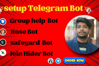 create telegram account and group setup a professional bot for your group