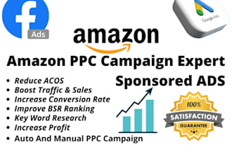 manage amazon PPC campaign , google ads expert, facebook ads