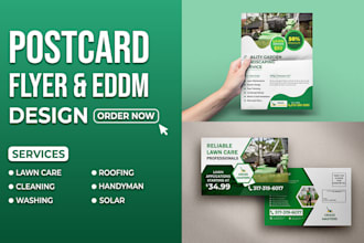 design lawn care, cleaning, roofing, solar, handyman eddm, postcard
