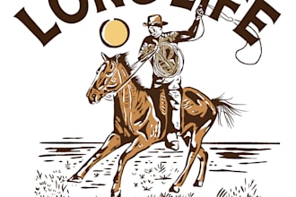 draw vintage western cowboy for logo and t shirt