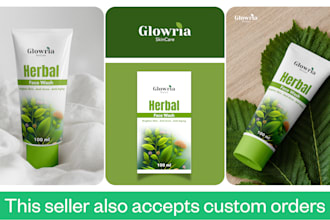 create skin care label, cosmetic logo and packaging
