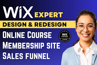 create wix online course website design, membership site setup, and sales funnel