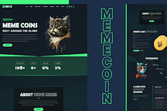 design meme coin website crypto token solana meme coin landing page, solana coin