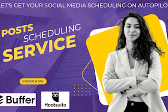 schedule social media posts via hootsuite, buffer etc