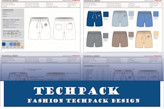 create clothing tech packs and fashion flats for manufacture