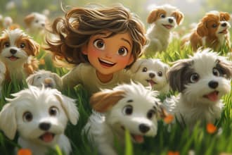 create enchanting 2d 3d children book illustrations with midjourney