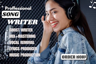 be your songwriter, singer, music producer, custom songs, harmony, female vocal