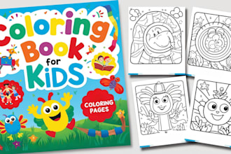 create complete coloring book pages for kids for amazon KDP ebay