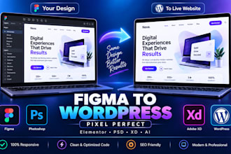 convert figma PSD xd or ai designs to wordpress elementor