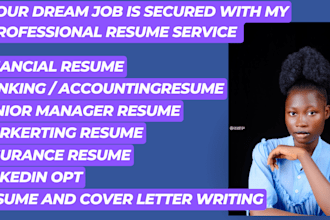 write financial services, sales, marketing, insurance, banking,accounting resume
