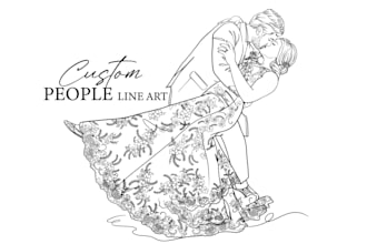 custom line art portraits of couples, weddings and families